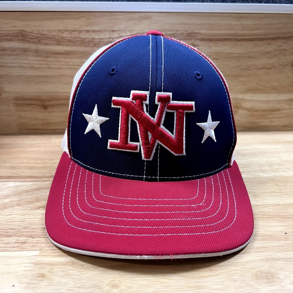 NV‎ Baseball Cap Hat Trucker Fitted Youth 6 3/8 6 7/8 Red White Blue Meshback